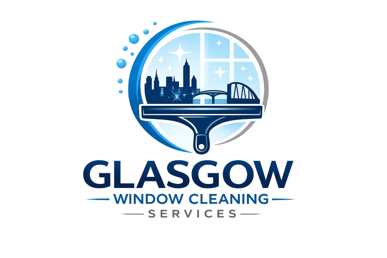 Professional Glasgow Window Cleaning Services company logo featuring a window, squeegee, and Glasgow skyline